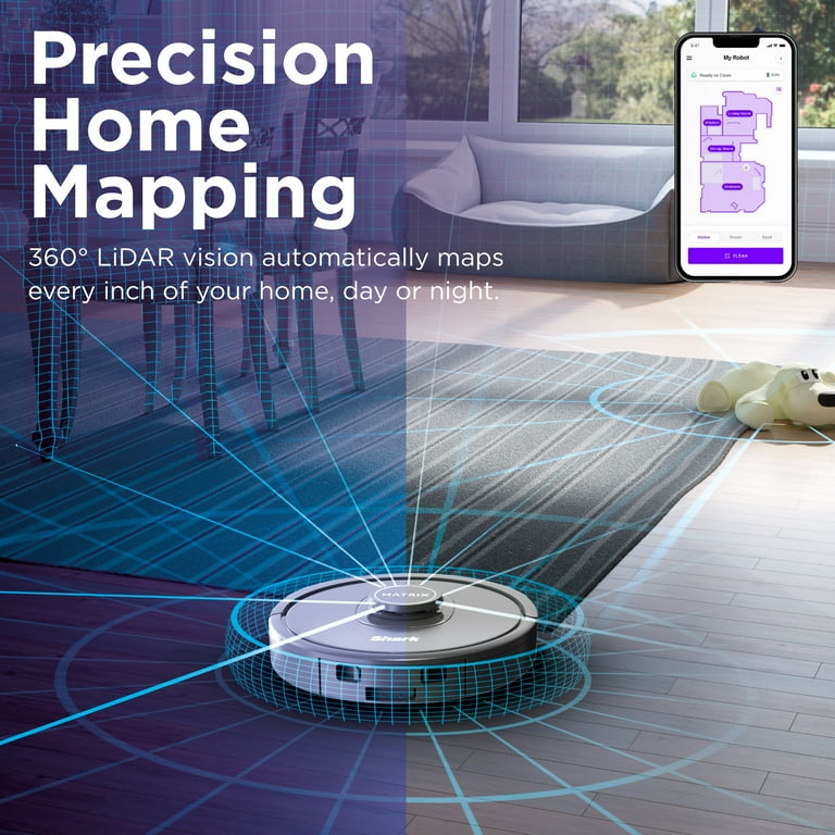 Shark Matrix Self-Empty Robot Vacuum with No Spots Missed on Carpets & Hard Floors, Bagless 30 Day Capacity Base, Precision Home Mapping, Wi-Fi, RV2300S