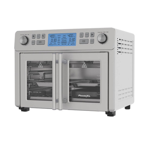 PowerXL SmartSynx 1750W Duplex French Door Toaster Oven and Air Fryer: Stainless Steel Countertop, 25L Capacity