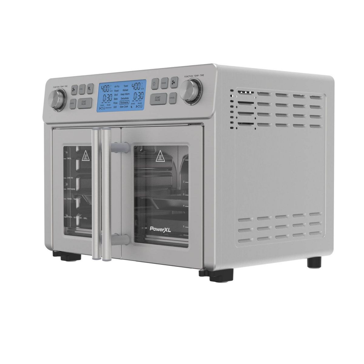 PowerXL SmartSynx 1750W Duplex French Door Toaster Oven and Air Fryer: Stainless Steel Countertop, 25L Capacity