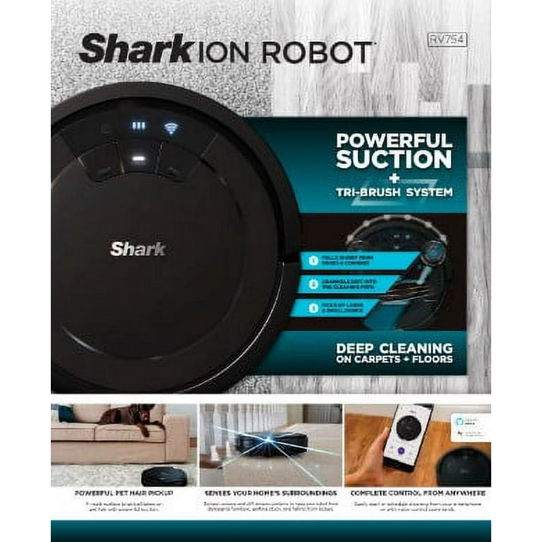 Shark ION Robot Vacuum, Wi-Fi Connected, Black, RV754