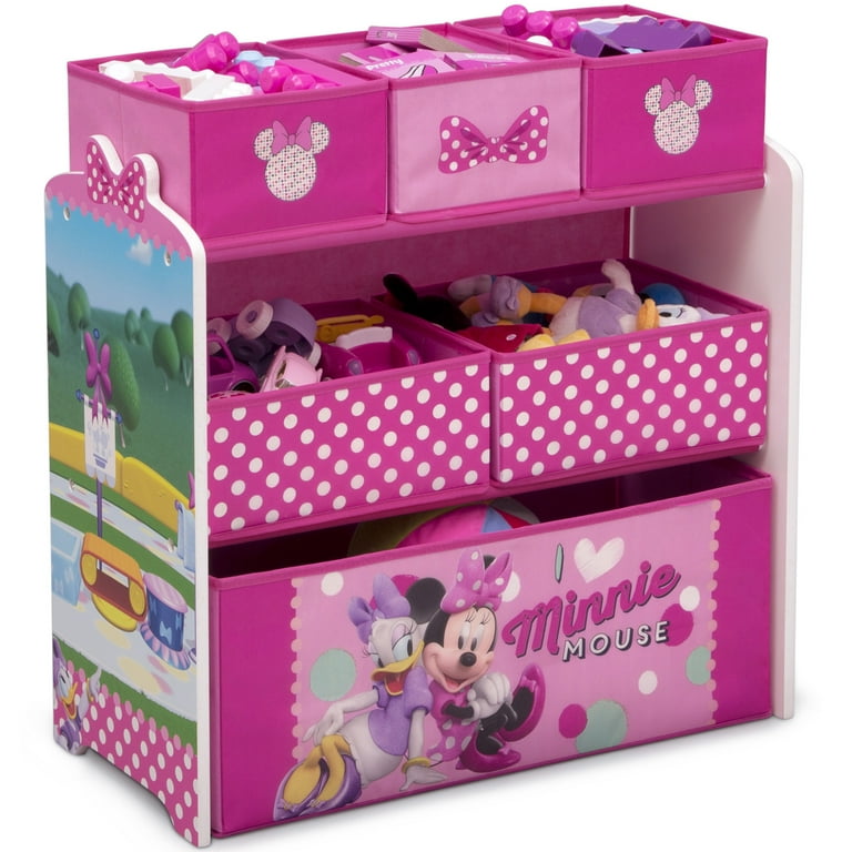 Minnie Mouse 4-Piece Wood Toddler Playroom Set – Includes Table, 2 Chairs & Toy Bin, Pink