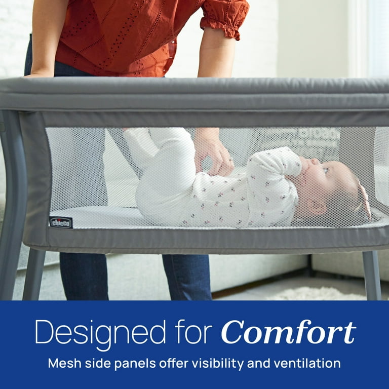 Chicco LullaGo Anywhere Portable Bedside Bassinet - Sandstone (Grey), New