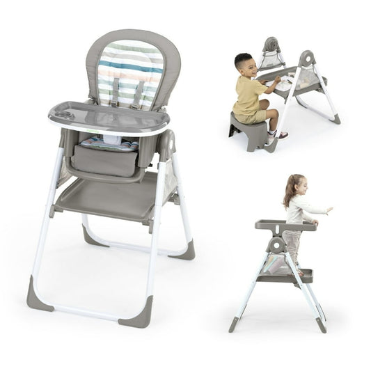 Ingenuity Proper Positioner Create Up! Multi-Mode Folding High Chair - Covertible Activity Desk and Tower, 9 Modes of Use, Soulful Skies, Ages 0 Months to 5 Years