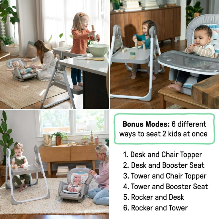 Ingenuity Proper Positioner Create Up! Multi-Mode Folding High Chair - Covertible Activity Desk and Tower, 9 Modes of Use, Soulful Skies, Ages 0 Months to 5 Years