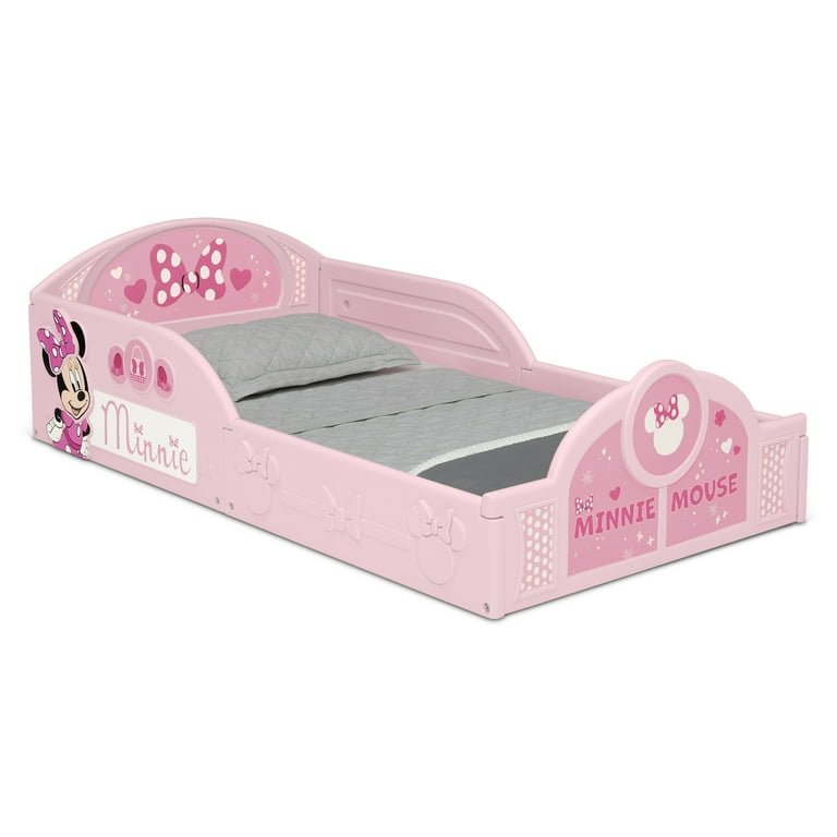 Disney Minnie Mouse 3-Piece Toddler Bedroom Set by Delta Children - Includes Toddler Bed, Chair Desk and Toy Organizer, Pink