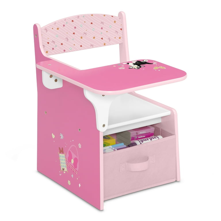 Disney Minnie Mouse 3-Piece Toddler Bedroom Set by Delta Children - Includes Toddler Bed, Chair Desk and Toy Organizer, Pink