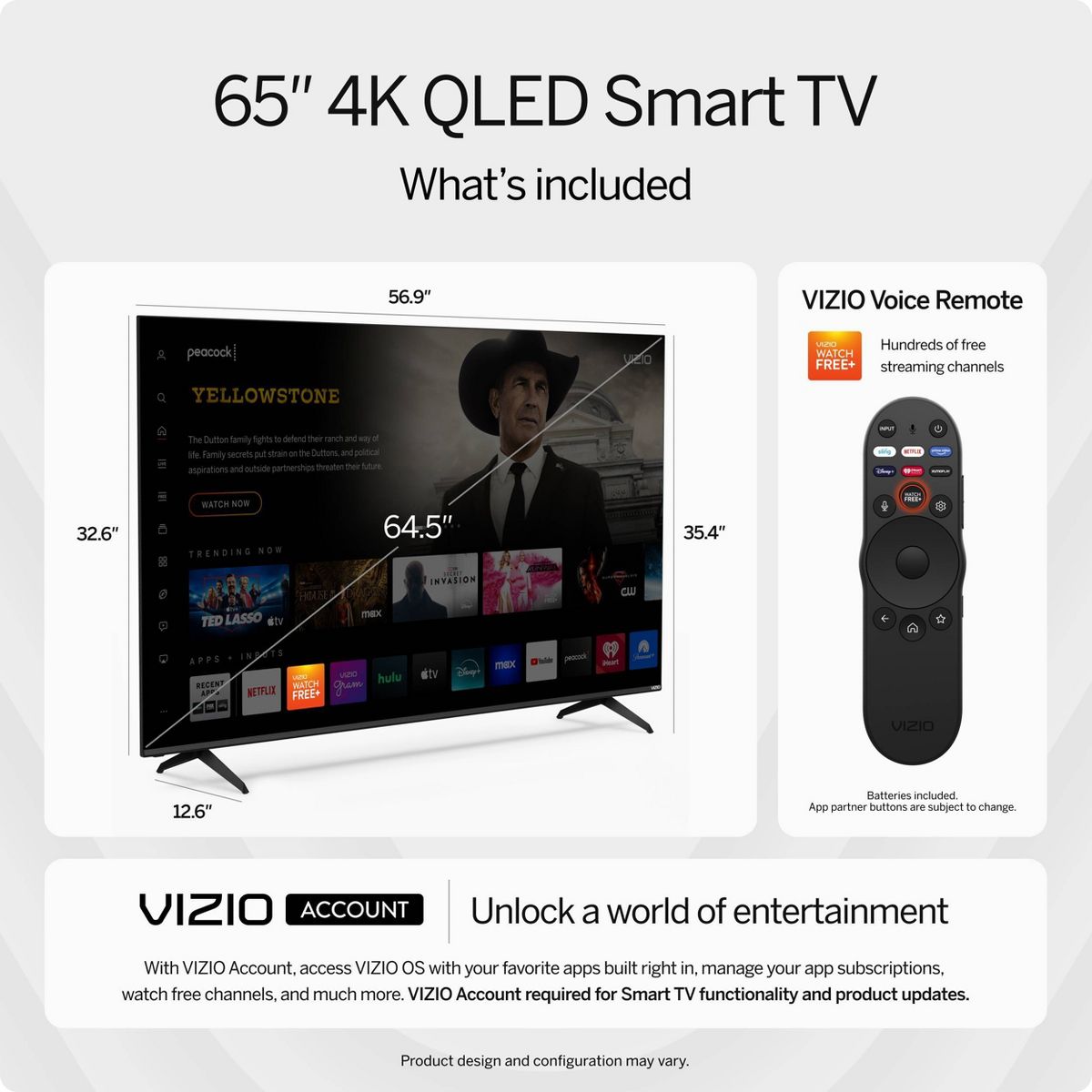 VIZIO 65" Class Quantum 4K QLED HDR Smart TV - M65Q6-L4