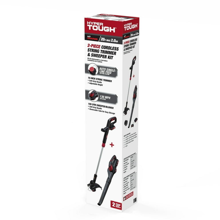 Hyper Tough 20V Cordless Combo Kit, 10-inch String Trimmer & 130Mph Sweeper, HT21-401-003-06