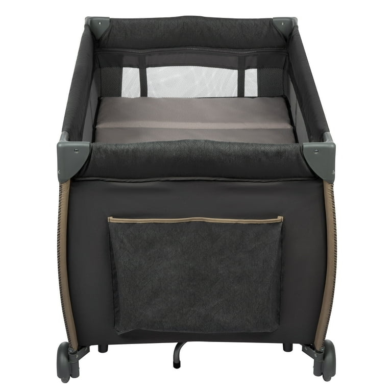 Monbebe Play Yard – Full-Size Rocking Bassinet, Removable Changer & Toy Bar – Castle Point