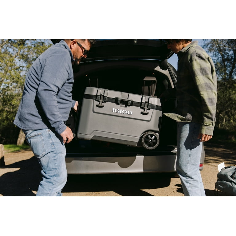 Igloo 72 QT Overland Ice Chest Cooler with Wheels, Gray
