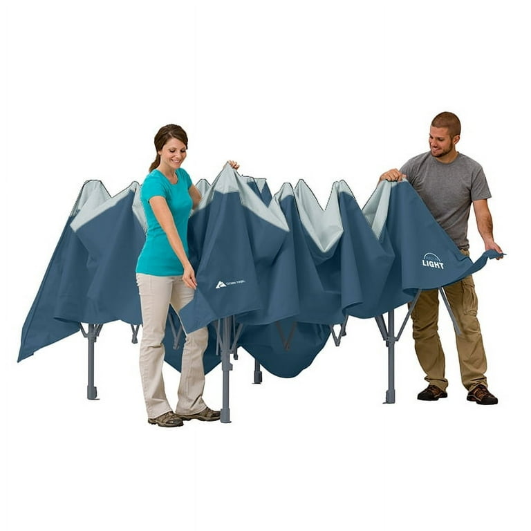 Ozark Trail 14' x 14' Instant Lighted Canopy for Camping - Blue, Gray