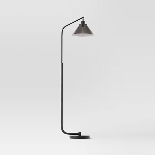 Threshold Smoked Glass Floor Lamp Black -