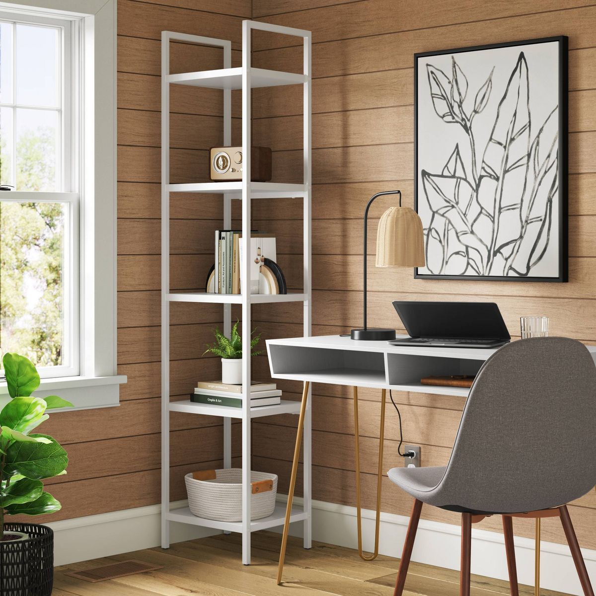 Threshold Hairpin Writing Desk with Storage White