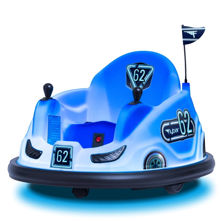 Flybar 6V Blue Glow Bumper Car, Battery Powered Ride on for Children, Ages 1.5+