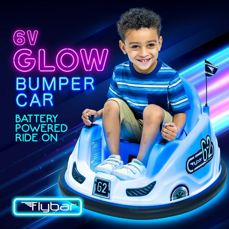 Flybar 6V Blue Glow Bumper Car, Battery Powered Ride on for Children, Ages 1.5+