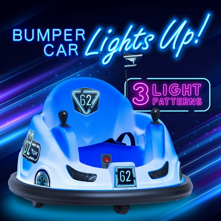Flybar 6V Blue Glow Bumper Car, Battery Powered Ride on for Children, Ages 1.5+
