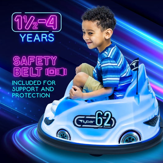 Flybar 6V Blue Glow Bumper Car, Battery Powered Ride on for Children, Ages 1.5+