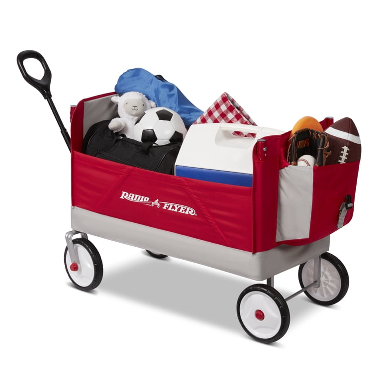 Radio Flyer, Family Wagon with Canopy, Folding Wagon, Light Gray and Red