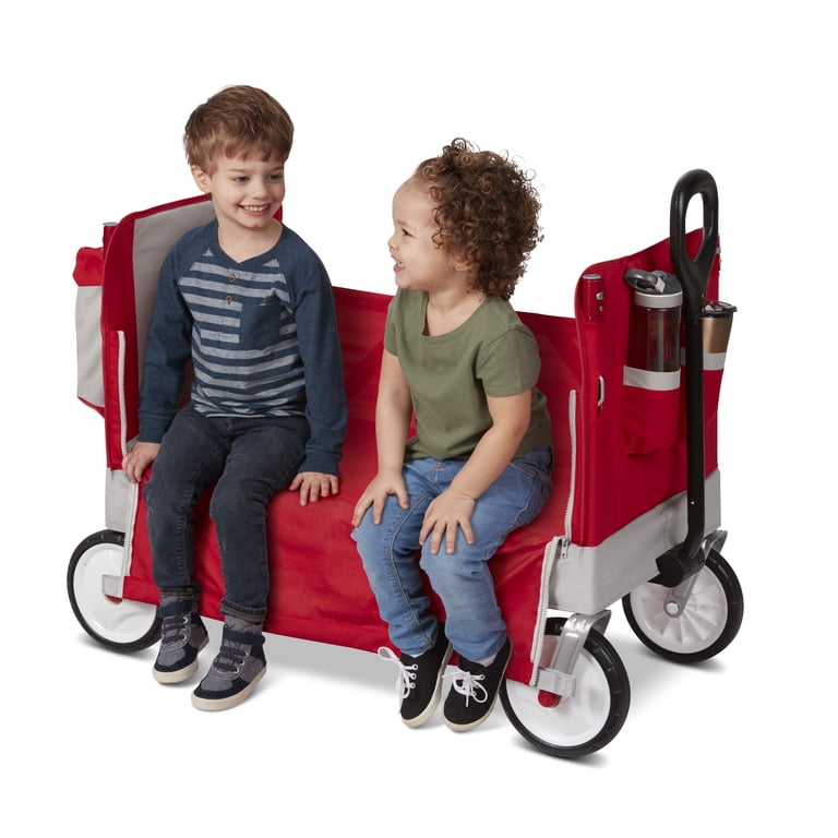 Radio Flyer, Family Wagon with Canopy, Folding Wagon, Light Gray and Red