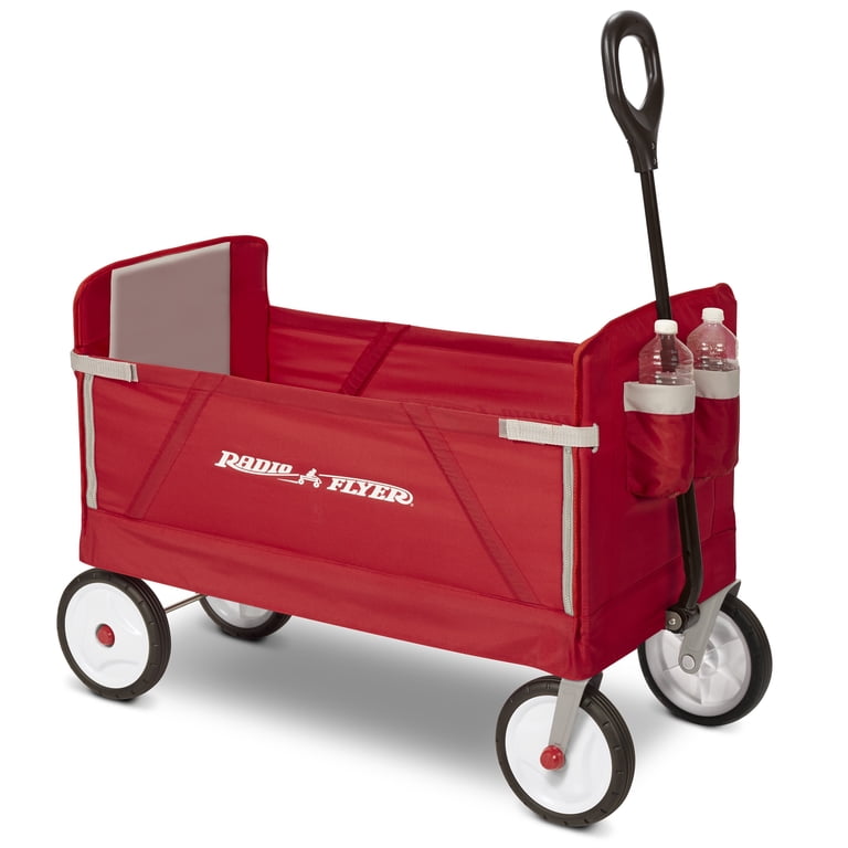 Radio Flyer 3-in-1 EZ Fold Wagon,Collapsible Utility Cart for Kids & Cargo, 18 Months and Up, Red