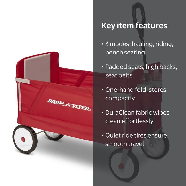 Radio Flyer 3-in-1 EZ Fold Wagon,Collapsible Utility Cart for Kids & Cargo, 18 Months and Up, Red