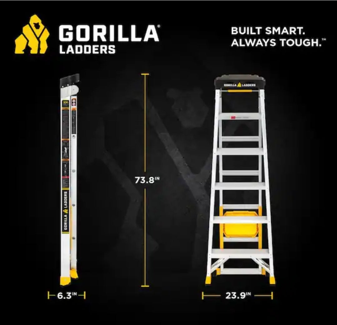 Gorilla Ladders 14 ft. Reach Aluminum 2-in-1 Extension Multi-Position Ladder with Project Bucket, 300 lbs. Capacity, Type 1A