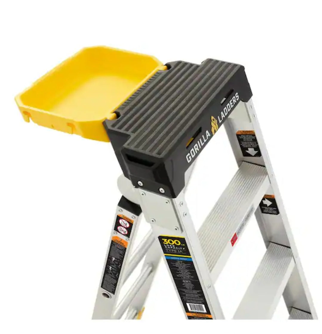 Gorilla Ladders 14 ft. Reach Aluminum 2-in-1 Extension Multi-Position Ladder with Project Bucket, 300 lbs. Capacity, Type 1A