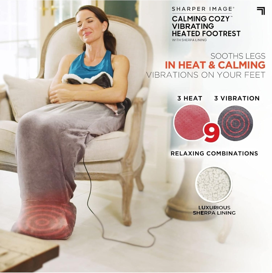 Sharper Image Personal Sherpa Wrap with Electric Heating Massaging Vibrating Foot Bed, 3 Heat & 3 Massage Settings for 9 Relaxing Combinations