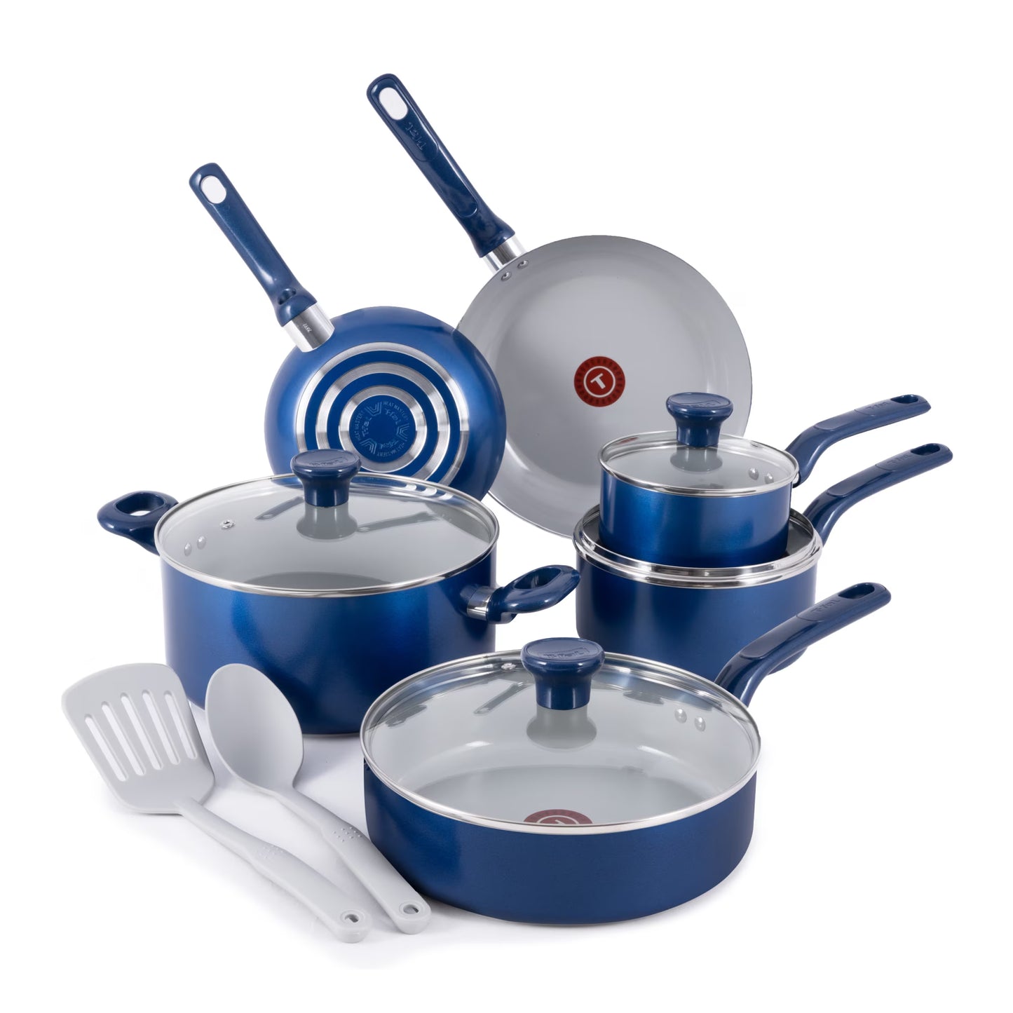 T-Fal Easy Care Ceramic Non-Stick 12 pc Cookware Set - Blue