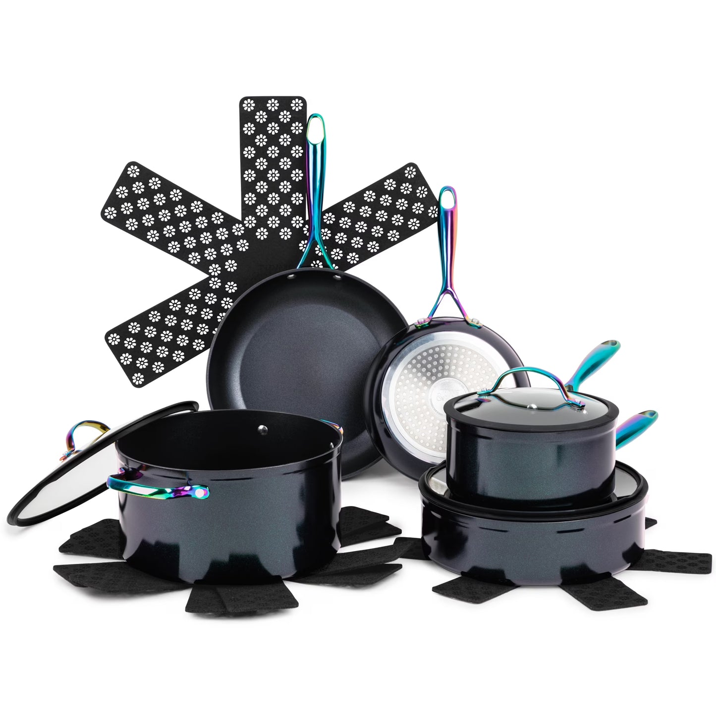 Thyme & Table 12pc Ceramic Non-Stick Cookware Set - Rainbow Collection
