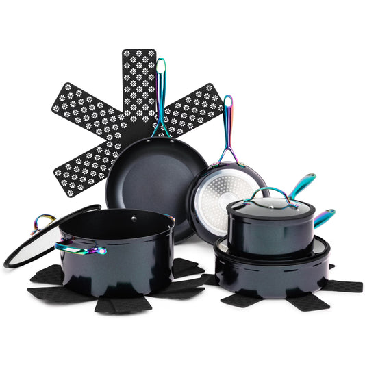 Thyme & Table 12pc Ceramic Non-Stick Cookware Set - Rainbow Collection