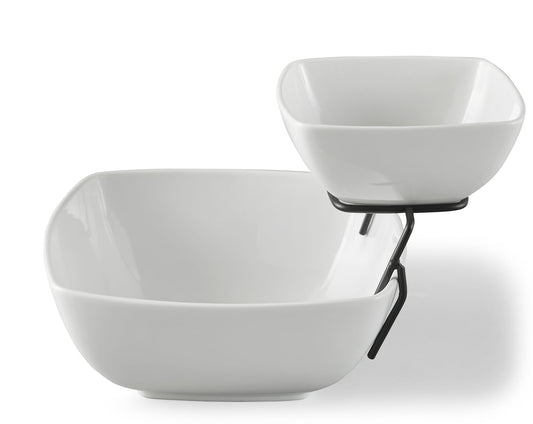 Better Homes & Gardens Square 2-Tier Porcelain Chip & Dip Set