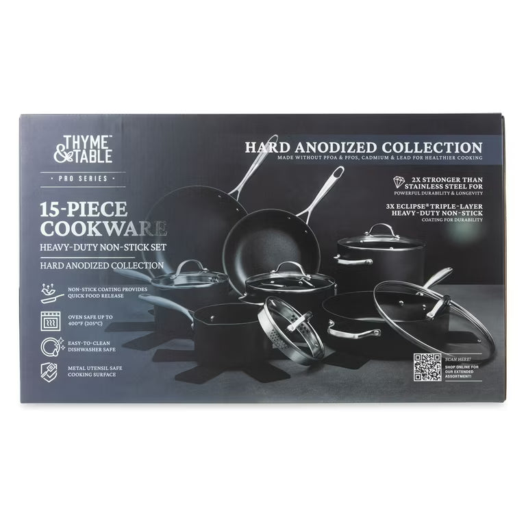Thyme & Table 15pc Hard Anodized Cookware Non-Stick Set