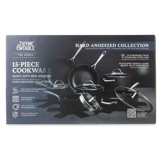Thyme & Table 15pc Hard Anodized Cookware Non-Stick Set