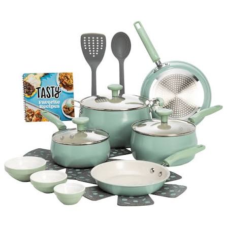 Tasty 16pc Premium Non-Stick Cookware Set - Sage