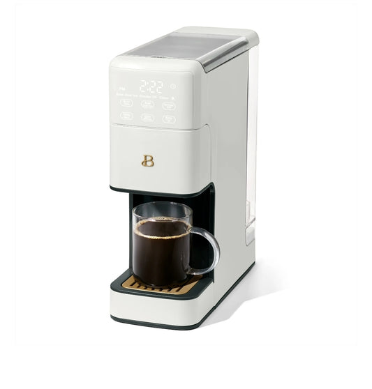 Beautiful Perfect Grind™ Programmable Single Serve Coffee Maker, White by Drew Barrymore