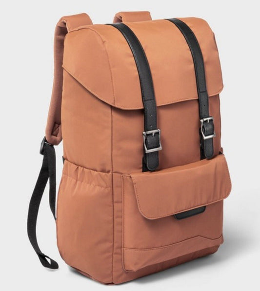 Fitted Flap Backpack Amber Brown - Open Story