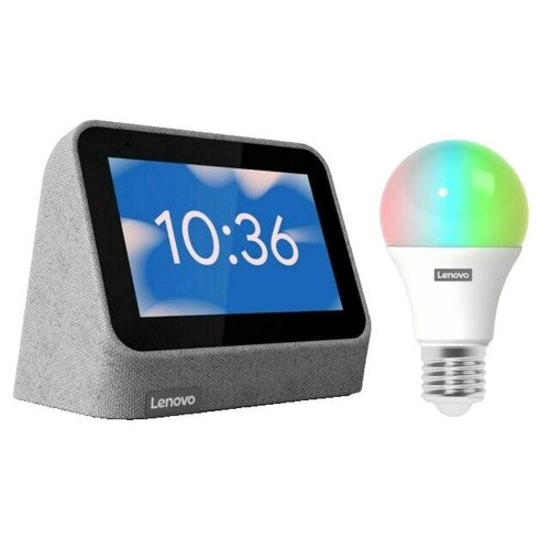 Lenovo Smart Clock Essential and Smart Color Bulb (Wi-Fi,  A19, 800 Lumen - 60 Watt Equiv.)